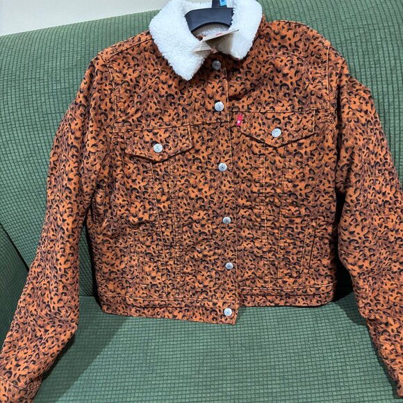 Levis Womens Leopard Print Original Sherpa Trucker Jacket NWT - Picture 1 of 6